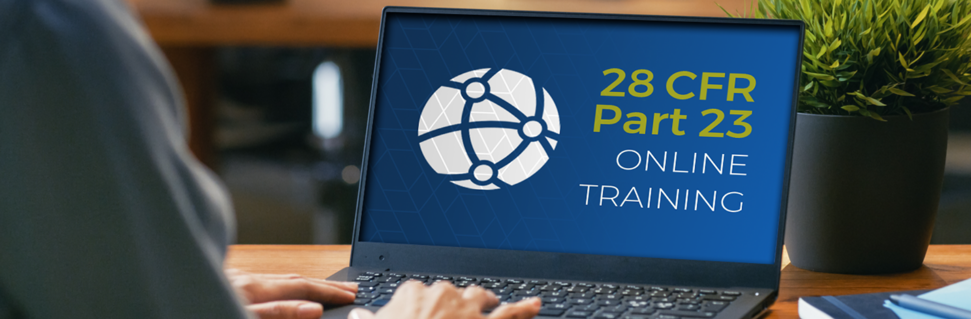 Banner with person using computer